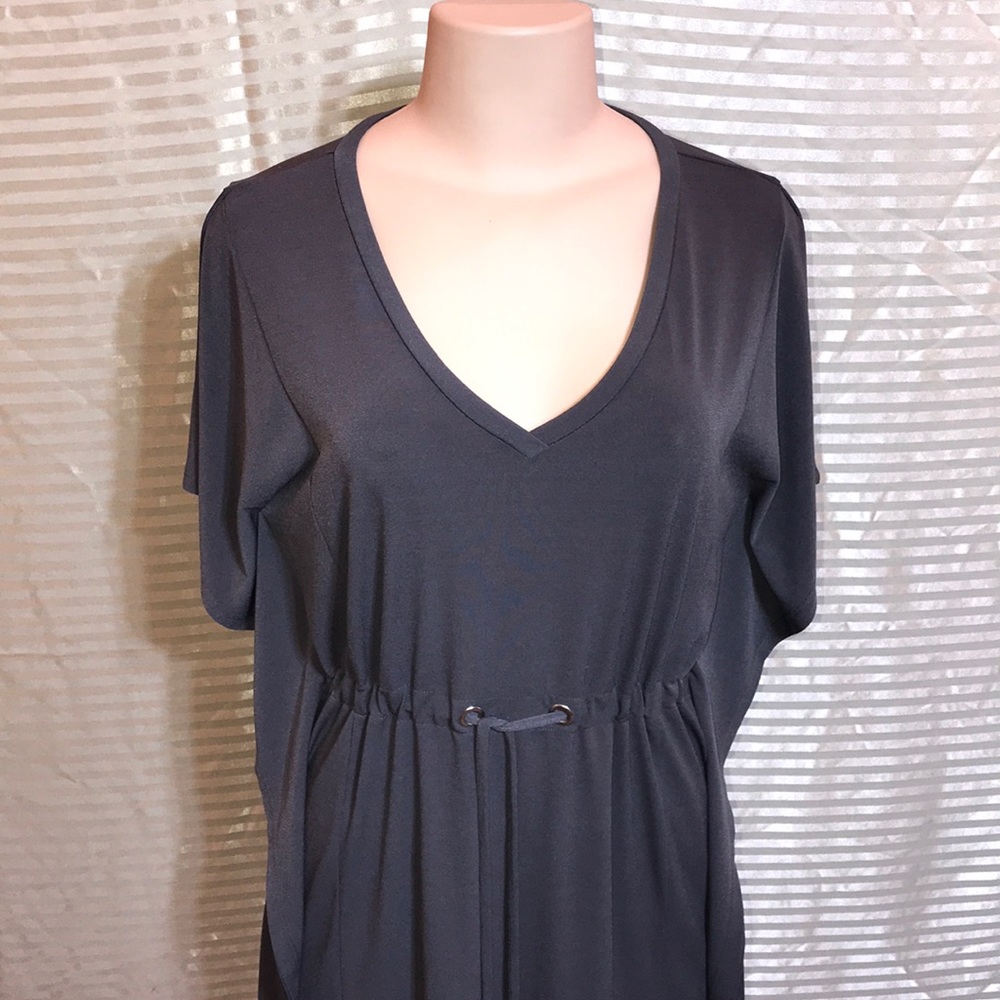 Spense Gray Batwing Dolman Tie Waist Cinched Dress - Picture 2 of 16